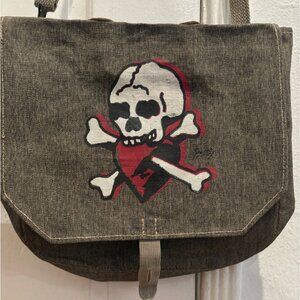 SAILOR JERRY | Canvas Skull, Crossbones & Heart Satchel | Converts To Belt Bag